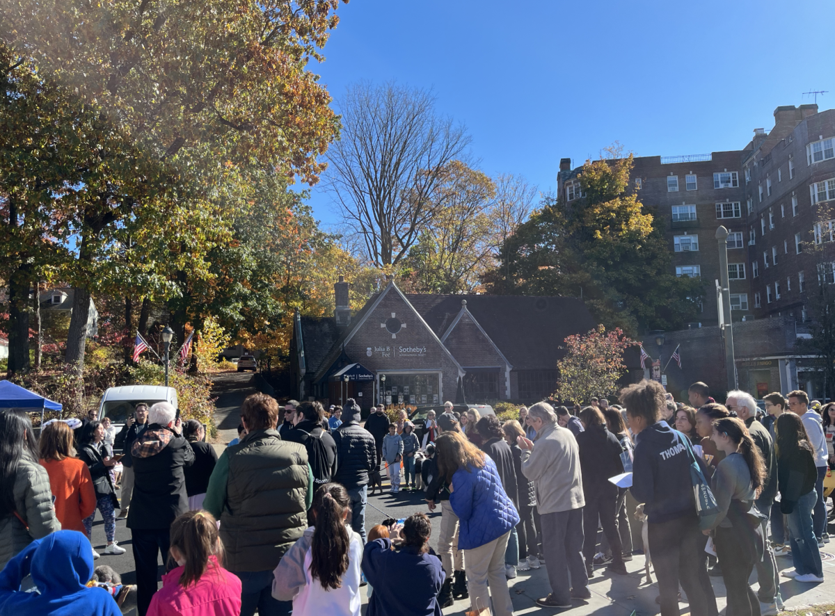 People gathered to participate in the Halloween dog costume parade. 